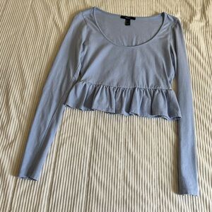 Women's Blue Ruffle Top